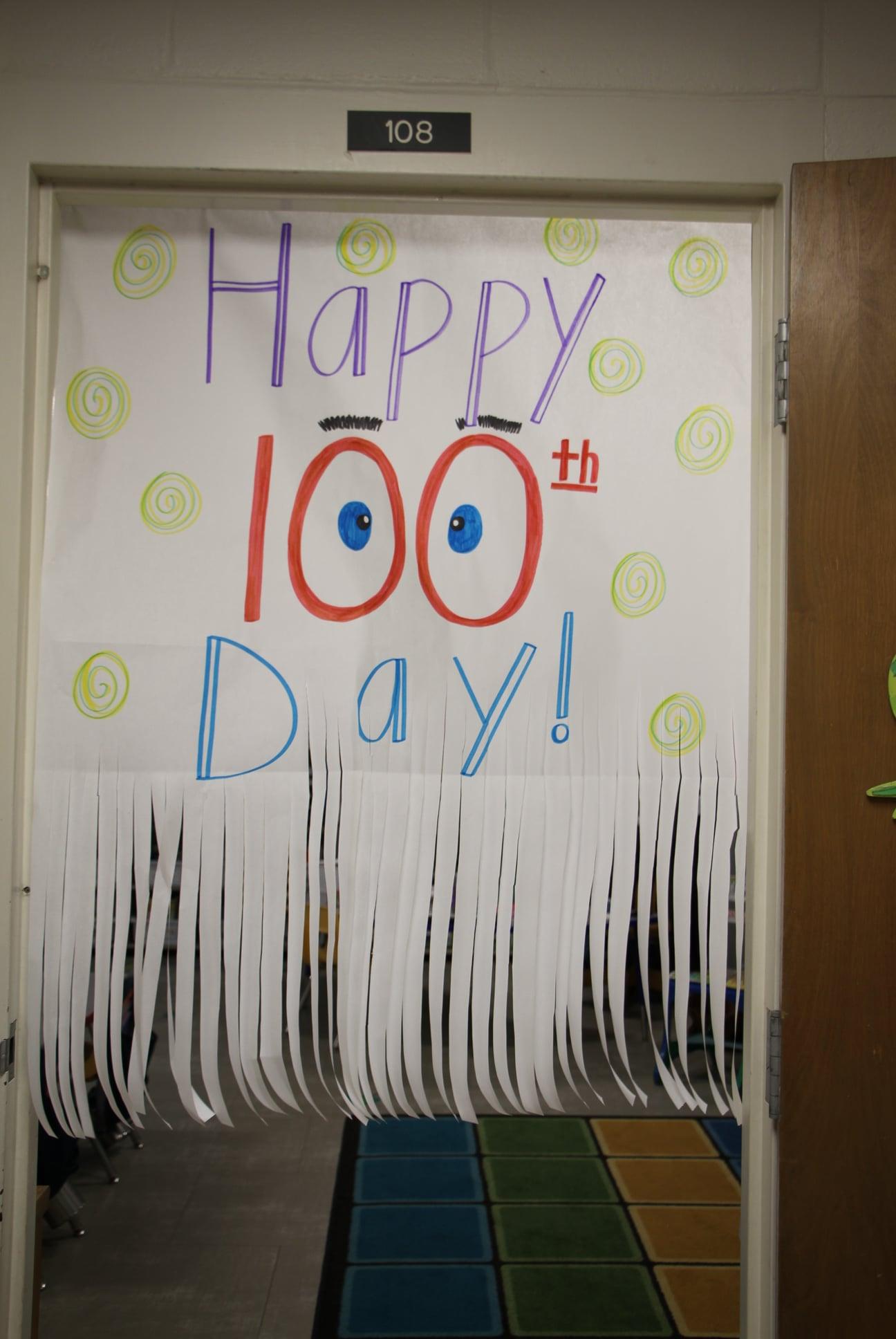 Happy 100th Day Classroom Door Sign