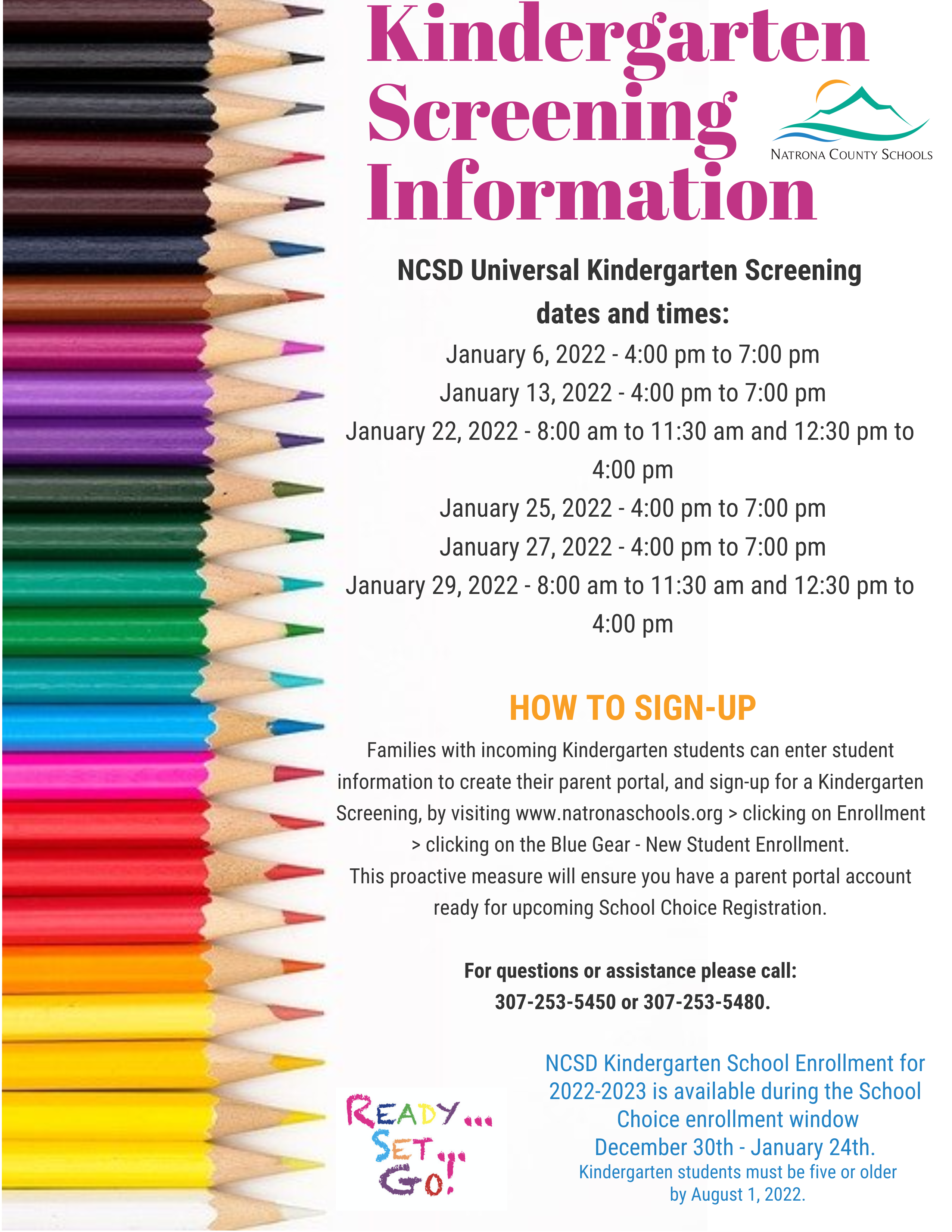 2022 Kindergarten Screening Information flyer