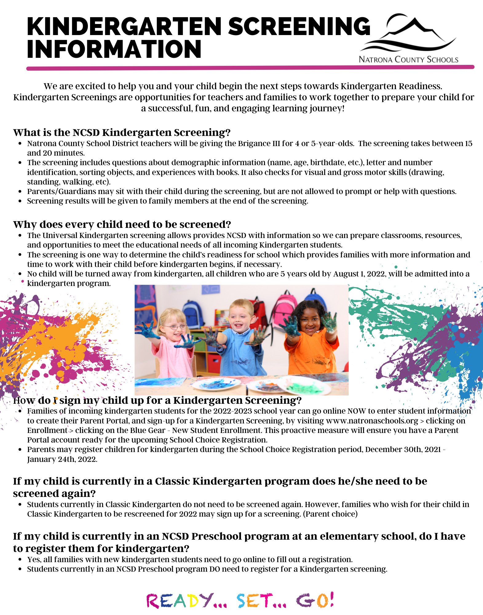 Kindergarten Screening Resources flyer